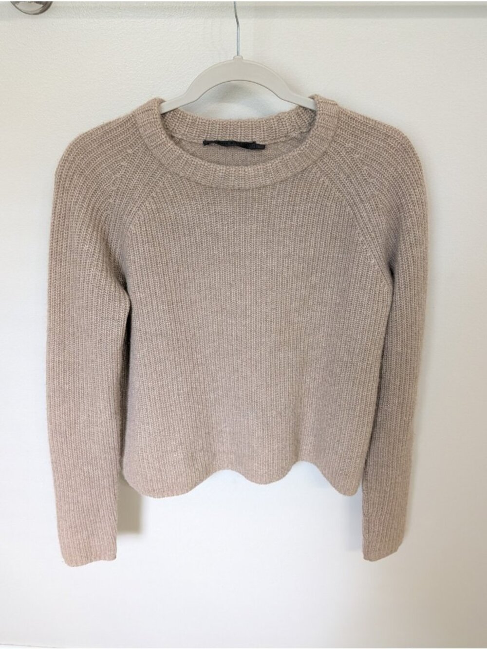 JENNI KAYNE Cashmere Fisherman Sweater Undyed Stone Size Small Quite Luxury